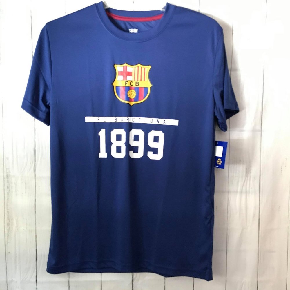 Barcelona FC Men’s Short Sleeve Jersey Athletic Shirt Color Navy Blue Sz S